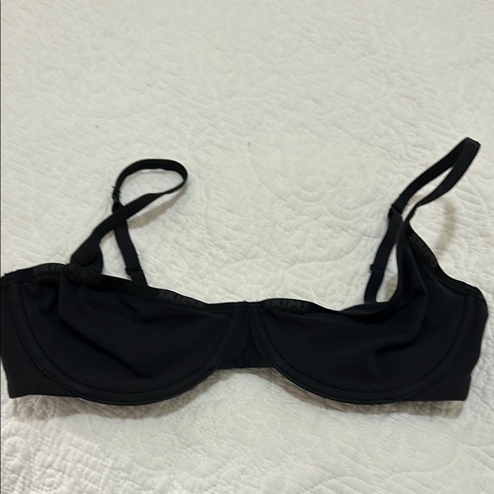 Skims Cotton Logo Black Demi Bra